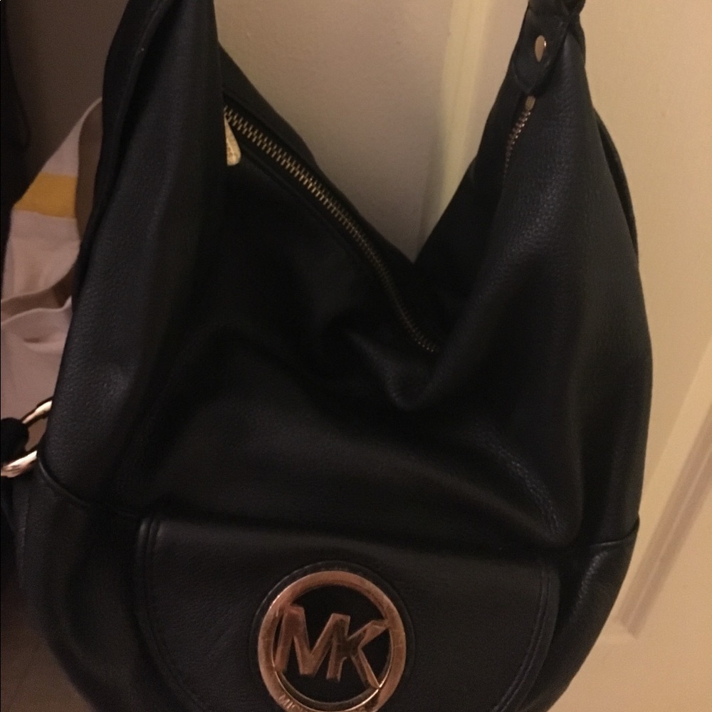 Michael Kors Black Hobo Leather Bag